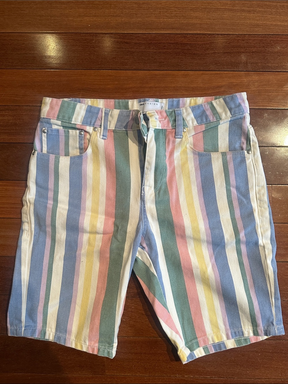 ASOS Men's Pastel Stripped Denim Shorts - size 30